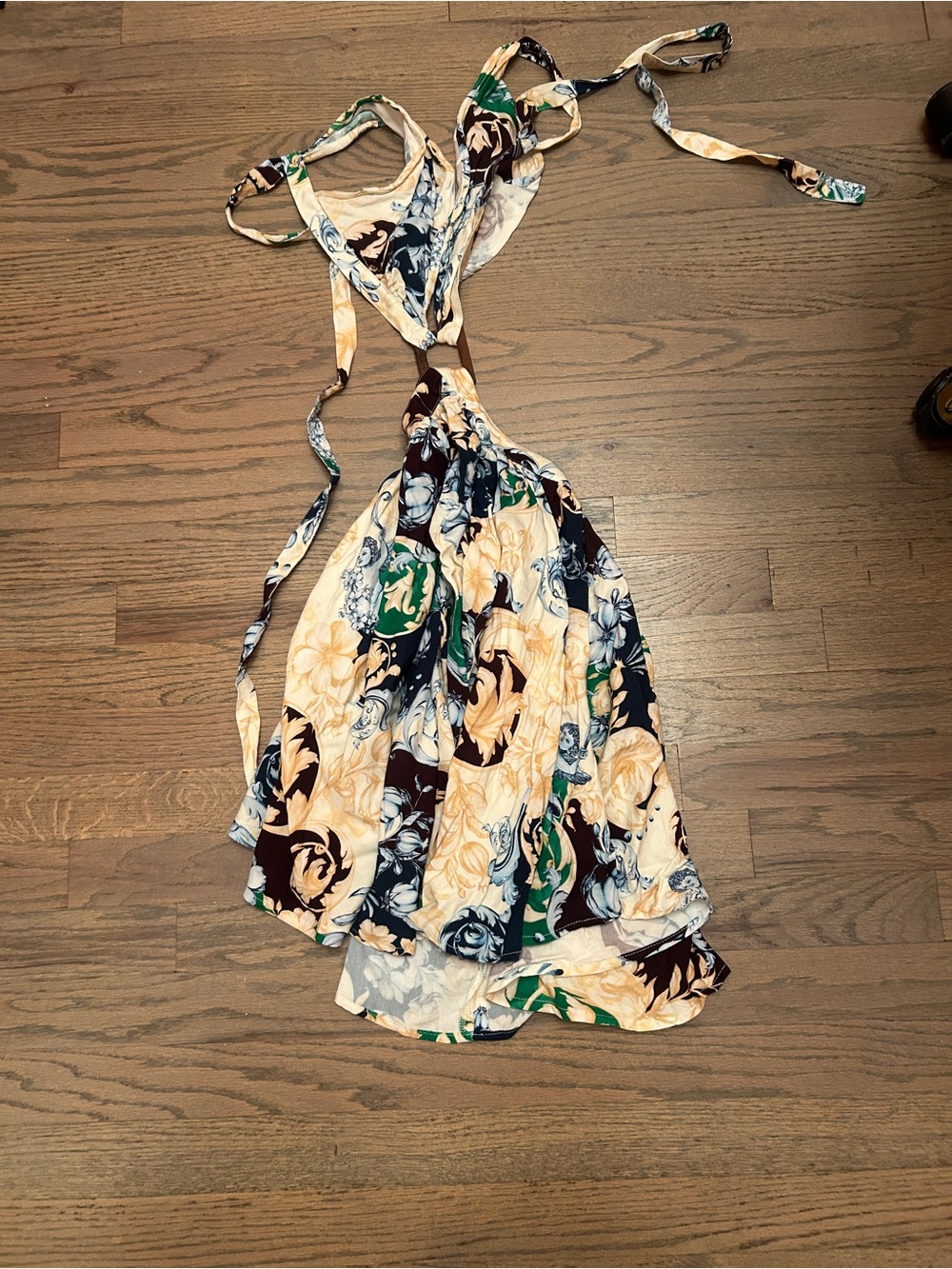 Agua Bendita Gillian Cardumen Mini Dress Cream Blue Boho Floral Cutout Size m - Picture 15 of 15